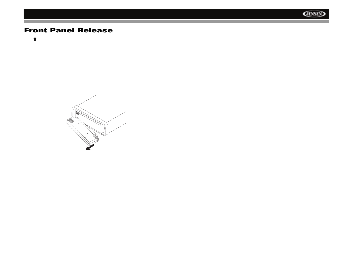 Front panel release | Jensen HD5212 User Manual | Page 11 / 32