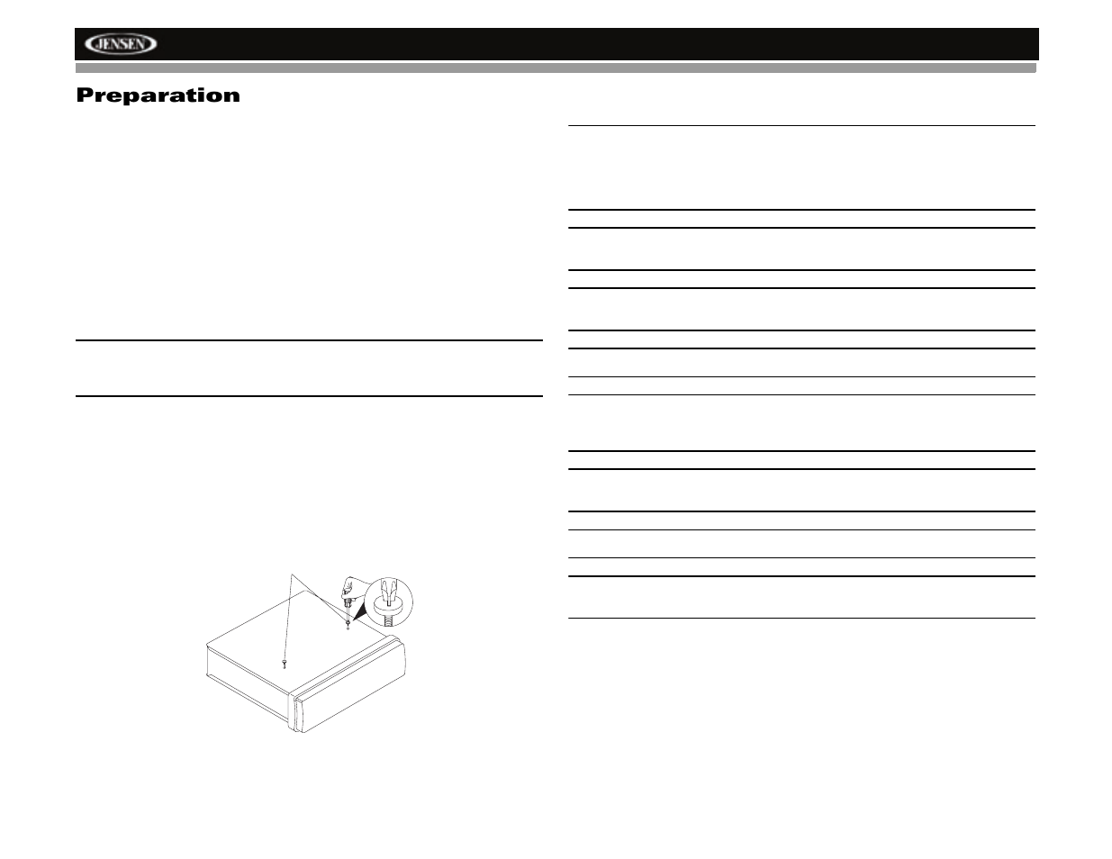 Preparation | Jensen HD5212 User Manual | Page 6 / 32