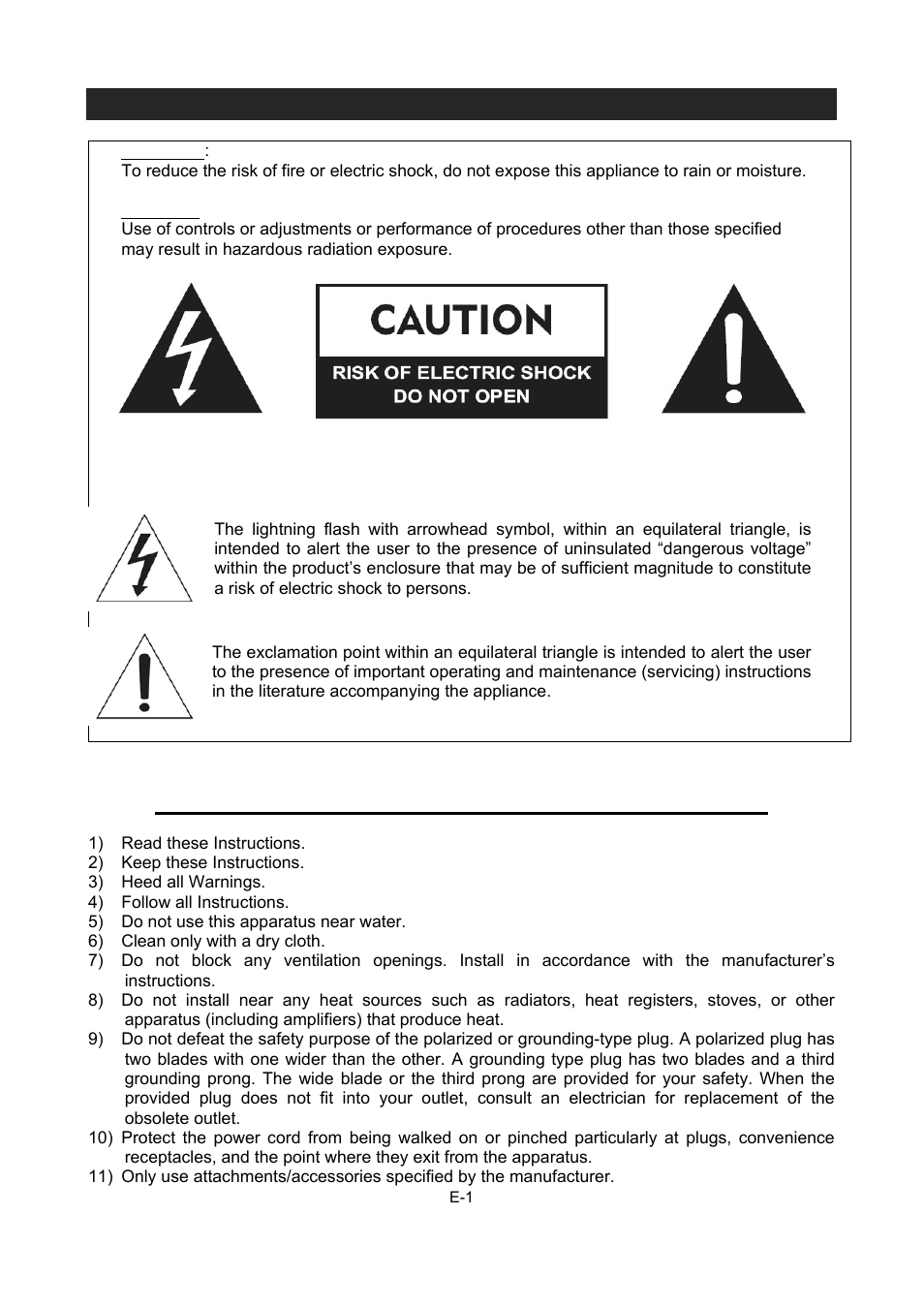 Important safety instructions, Warnings | Jensen JCR-275 User Manual | Page 2 / 12