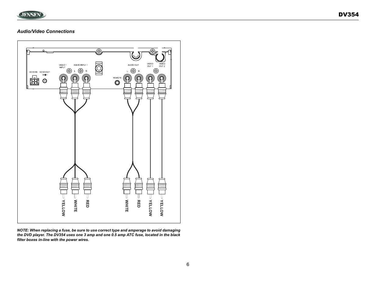 Dv354 | Jensen DV354 User Manual | Page 6 / 16