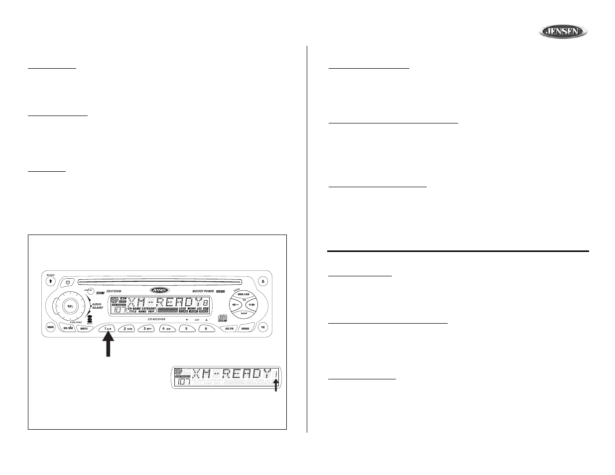 Cd3720xm, Tuner operation (continued), Operación de la radio (continuado) | Fonctionnement de la radio (continué) | Jensen CD3720XM User Manual | Page 11 / 20
