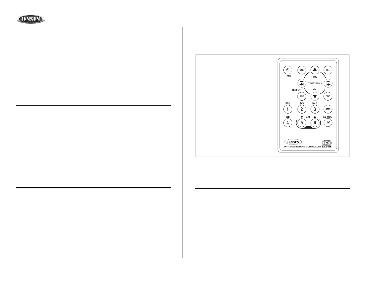 Cd3720xm, Cd player operation (continued), Operación del reproductor de cd (continuado) | Fonctionnement du lecteur cd (continué), Remote control, Control remoto, Prêt à être télécommandé | Jensen CD3720XM User Manual | Page 16 / 20