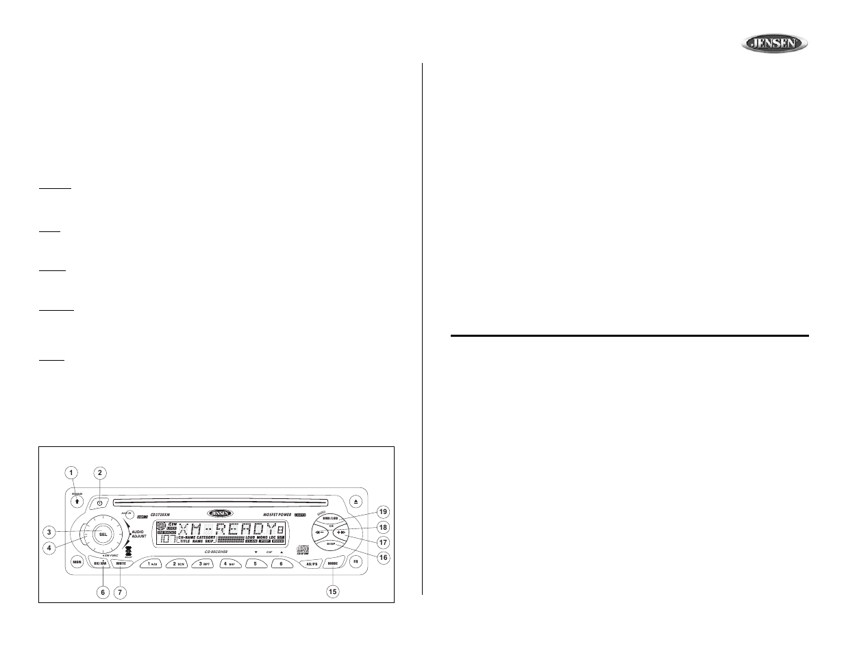 Cd3720xm, Basic operation, Operación básica | Opération de base | Jensen CD3720XM User Manual | Page 7 / 20