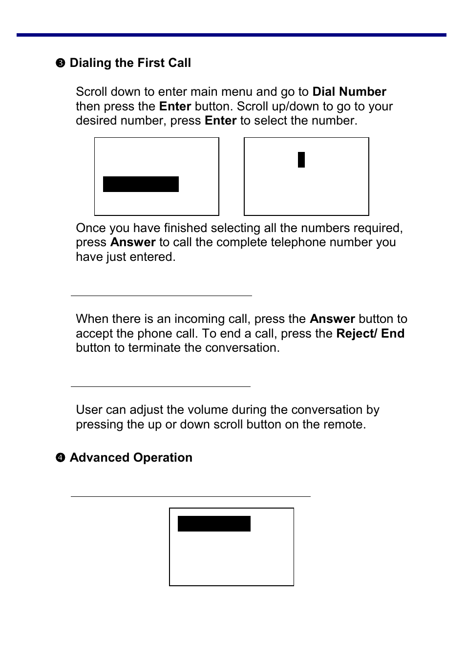 Dialing the first call, Receiving and ending a phone call, Adjusting the conversation volume | Advanced operation, Phonebook functions 1 – updating phonebook | Jensen BT-390 User Manual | Page 17 / 32