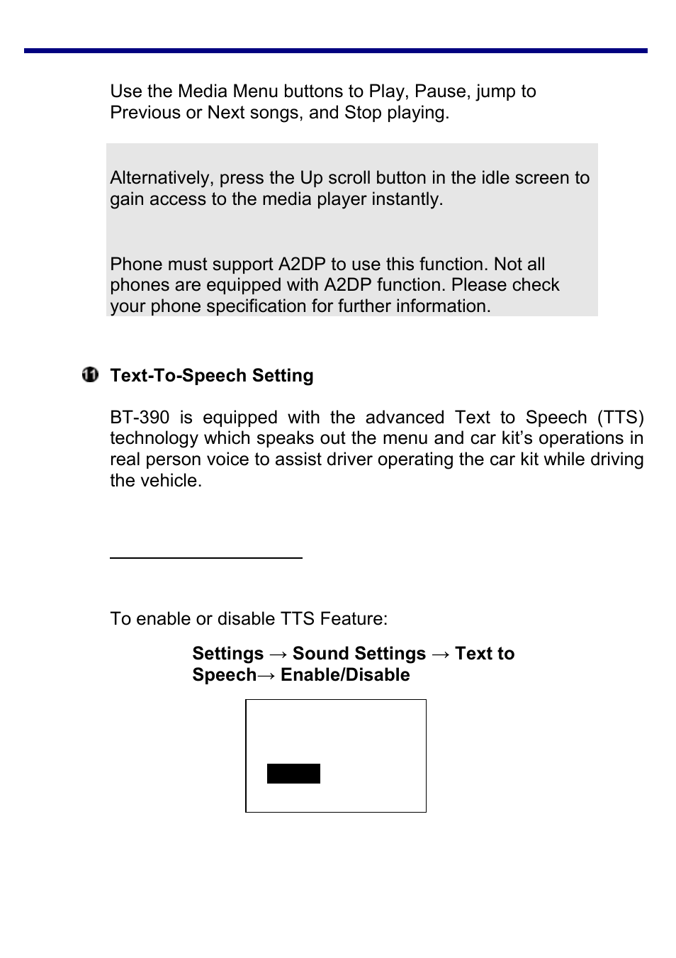 Text-to-speech setting | Jensen BT-390 User Manual | Page 29 / 32