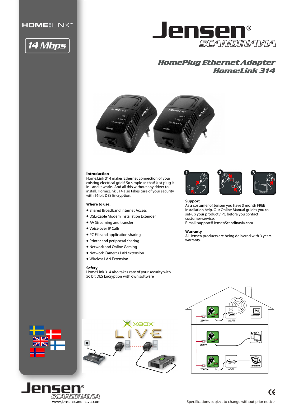 Jensen 314 User Manual | 2 pages