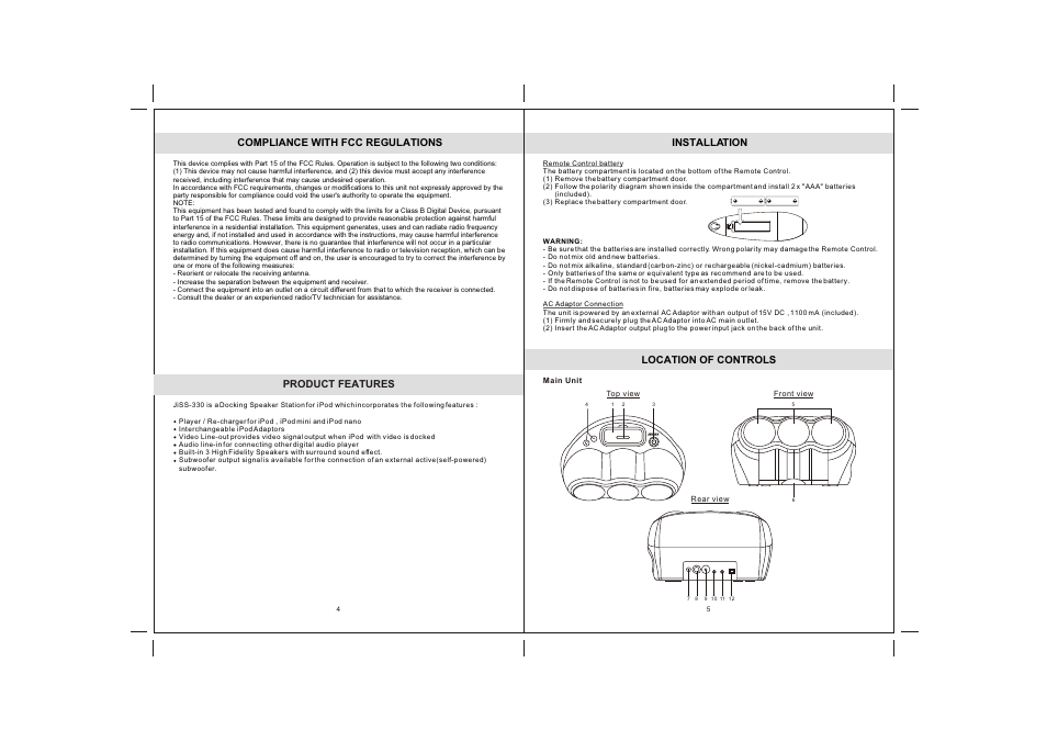 Jensen JiSS-330 User Manual | Page 4 / 9