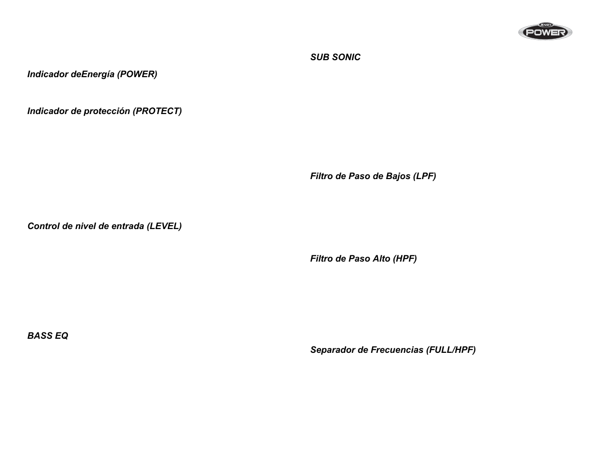 Controles e indicadores | Jensen POWER 5500 User Manual | Page 22 / 42