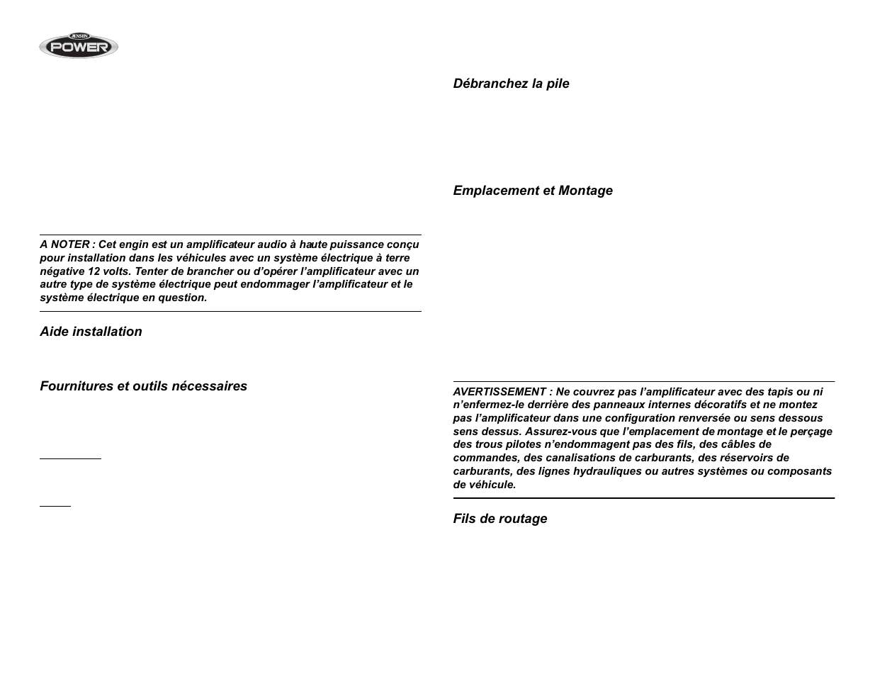 Installation | Jensen POWER 5500 User Manual | Page 29 / 42