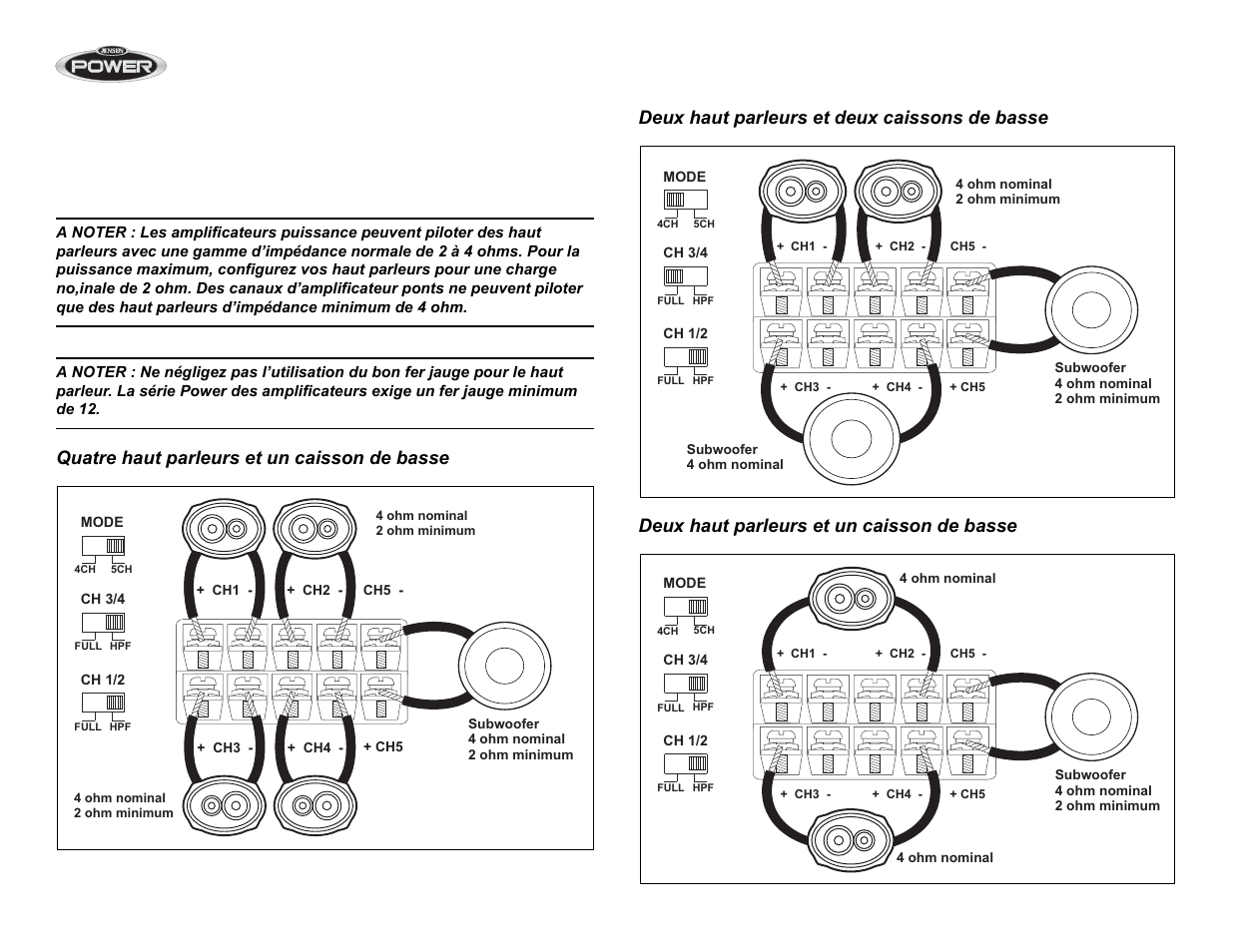 Câblage du haut parleur | Jensen POWER 5500 User Manual | Page 31 / 42