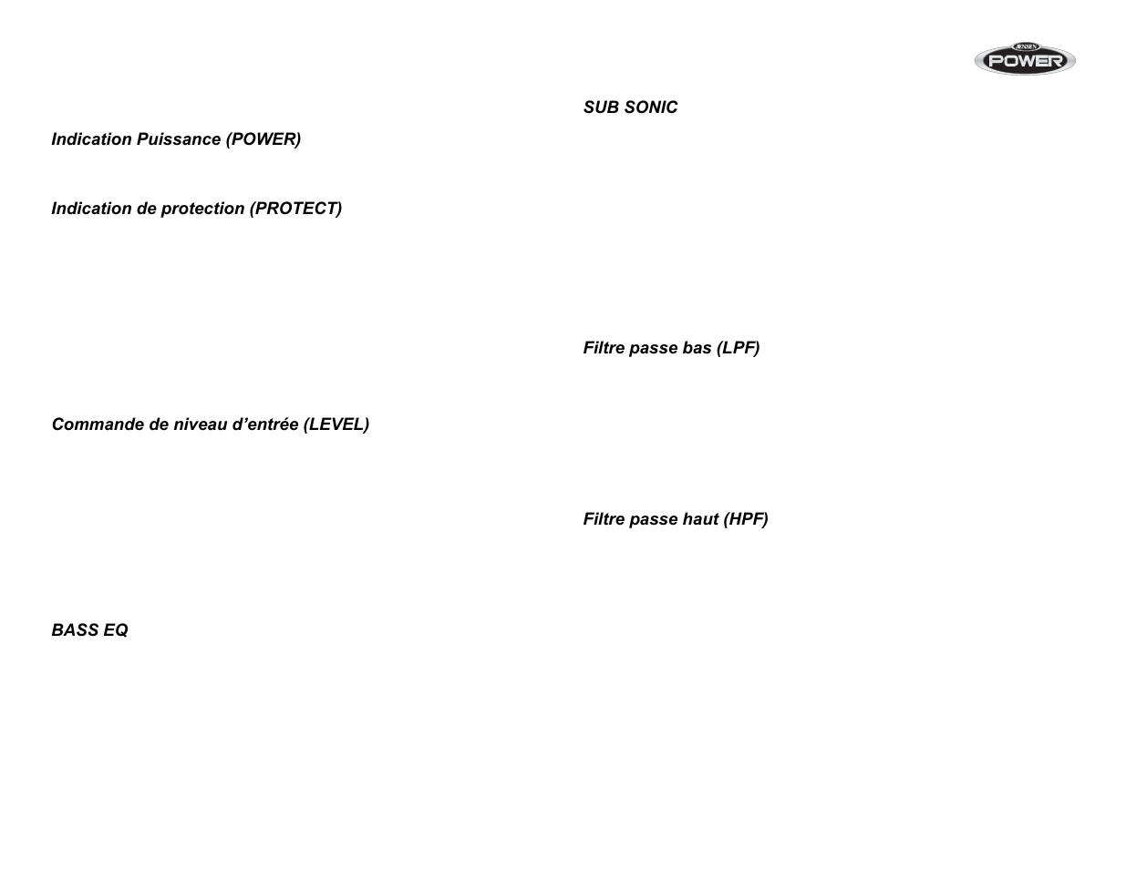 Indications et commandes | Jensen POWER 5500 User Manual | Page 34 / 42