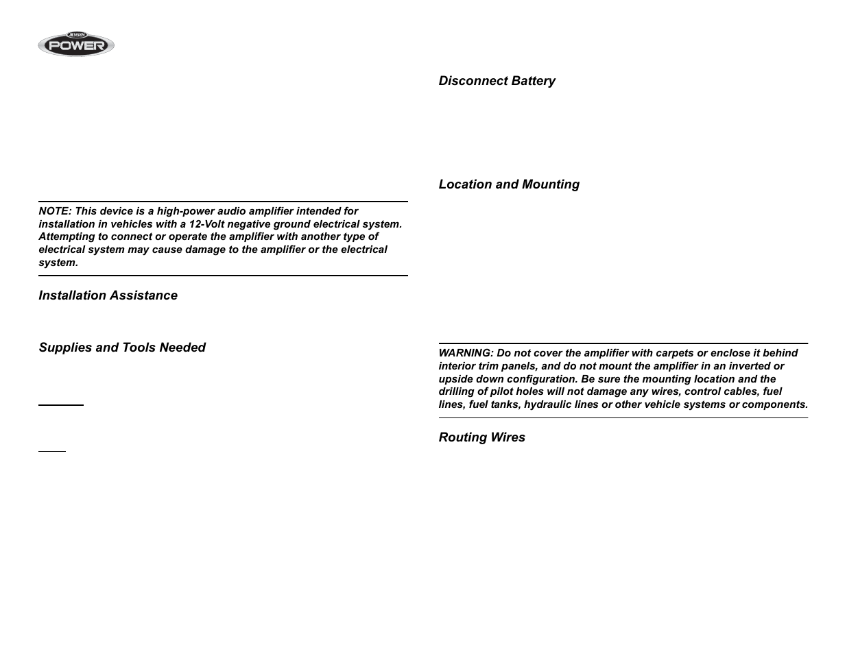 Installation | Jensen POWER 5500 User Manual | Page 5 / 42