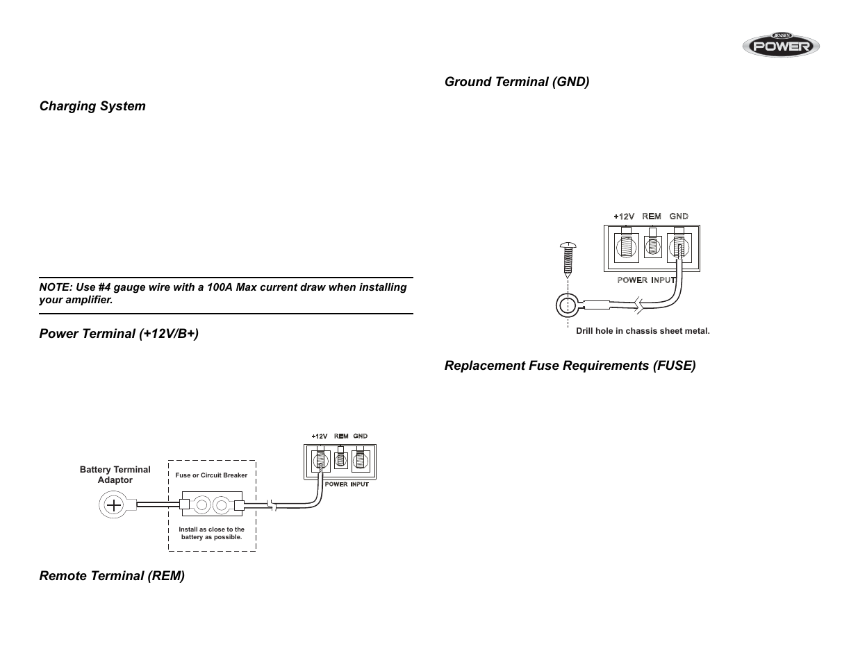 Power wiring | Jensen POWER 5500 User Manual | Page 6 / 42