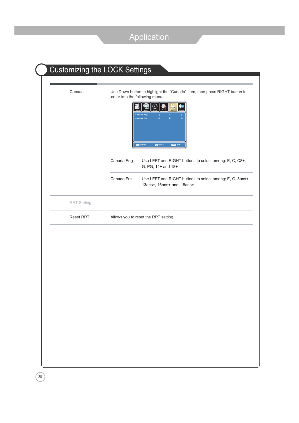 Application, Customizing the lock settings | Jensen JE2608 User Manual | Page 30 / 37