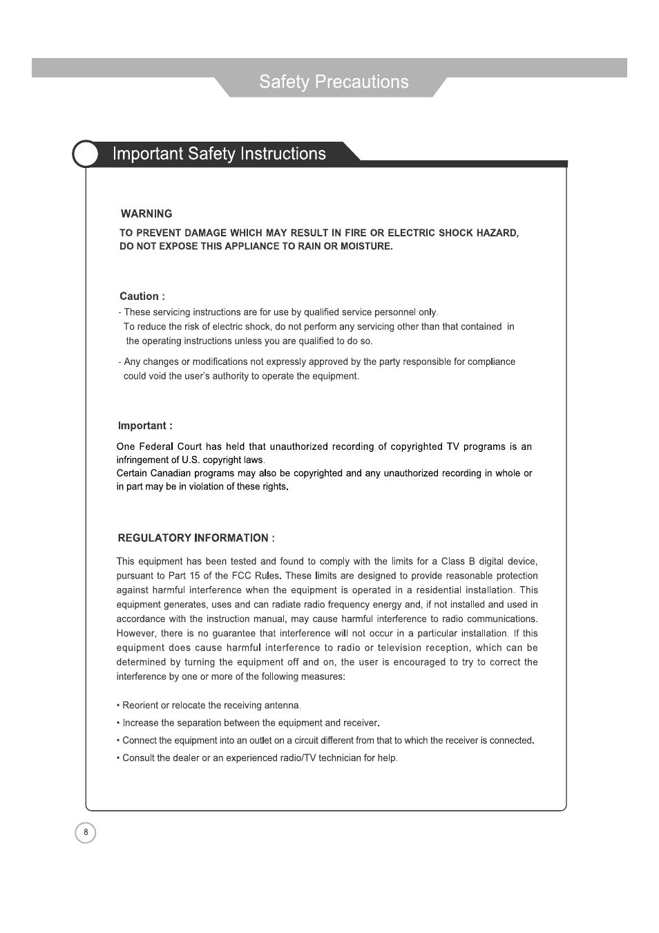 Jensen JE2608 User Manual | Page 8 / 37