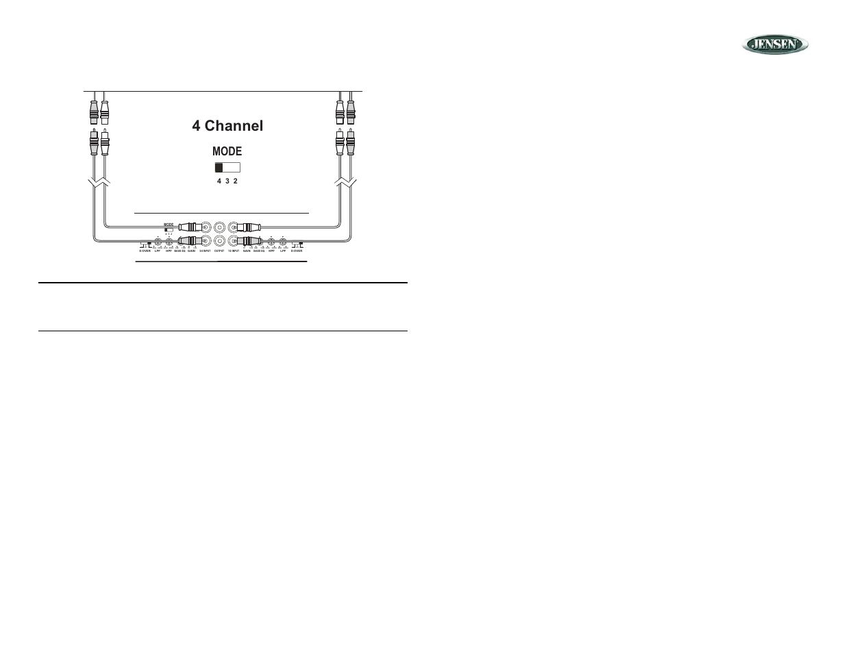 4 channel, Powerplus amplifiers, Connecting additional amplifiers | Hpf lpf off, Mode | Jensen POWERPLUS 420 User Manual | Page 10 / 14