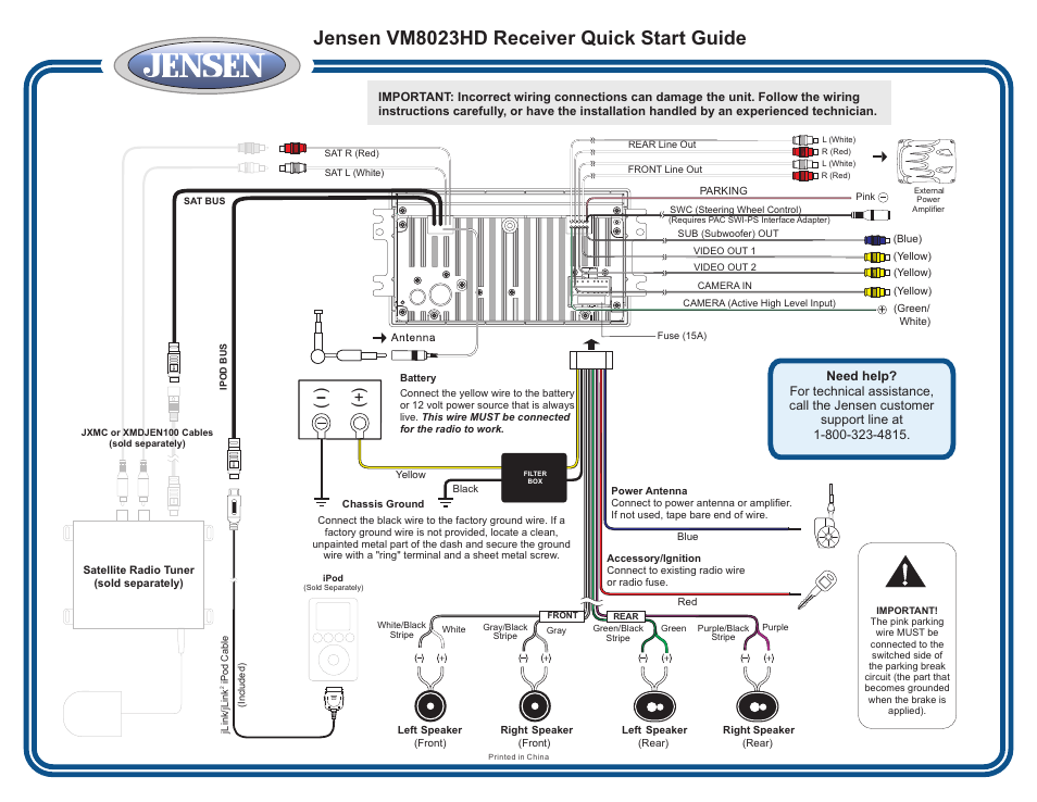 Jensen VM8023HD User Manual | 3 pages