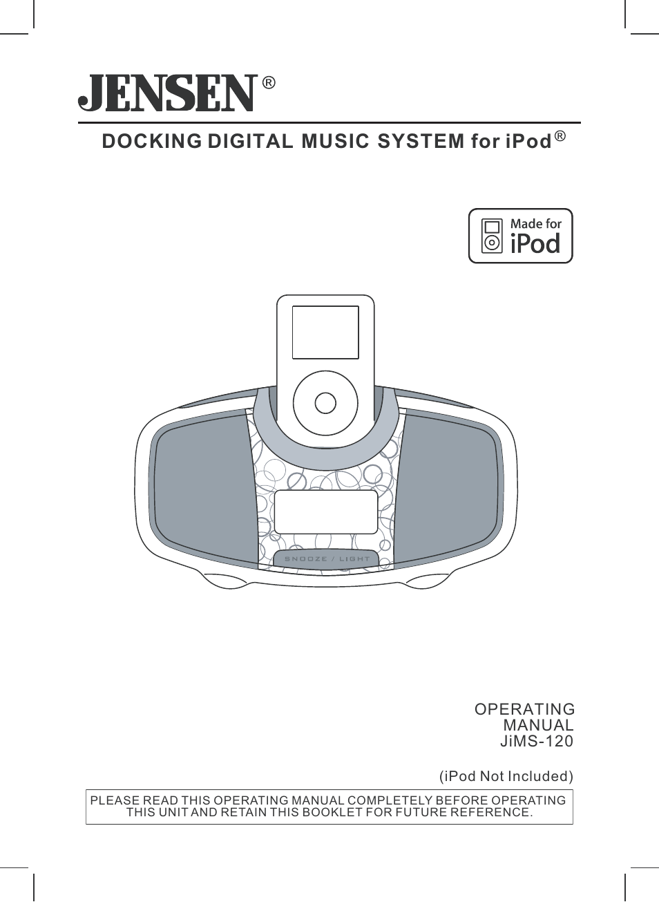 Jensen JiMS-120 User Manual | 11 pages