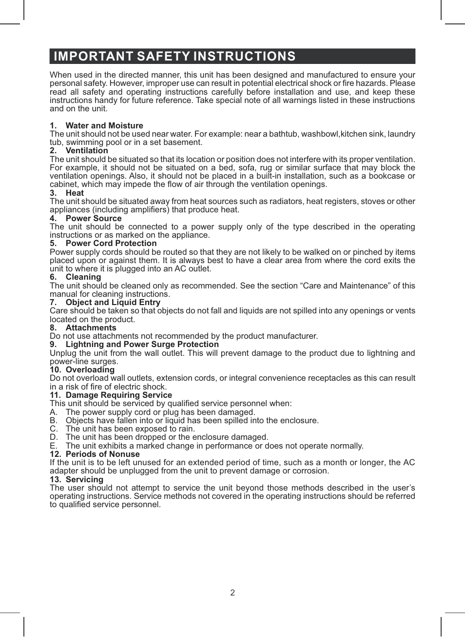 Important safety instructions | Jensen JiMS-120 User Manual | Page 3 / 11