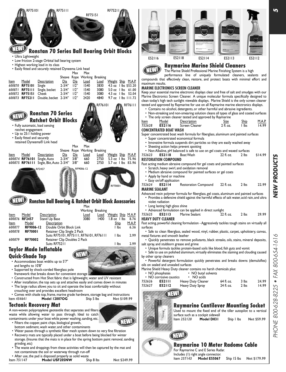 Ronstan 70 series ratchet orbit blocks, Taylor made inflatable quick-shade top, Tectonic recovery mat | Raymarine marine shield cleaners, Ronstan 70 series ball bearing orbit blocks, New! raymarine cantilever mounting socket, New! raymarine 10 meter radome cable | Jensen 256939 User Manual | Page 5 / 11