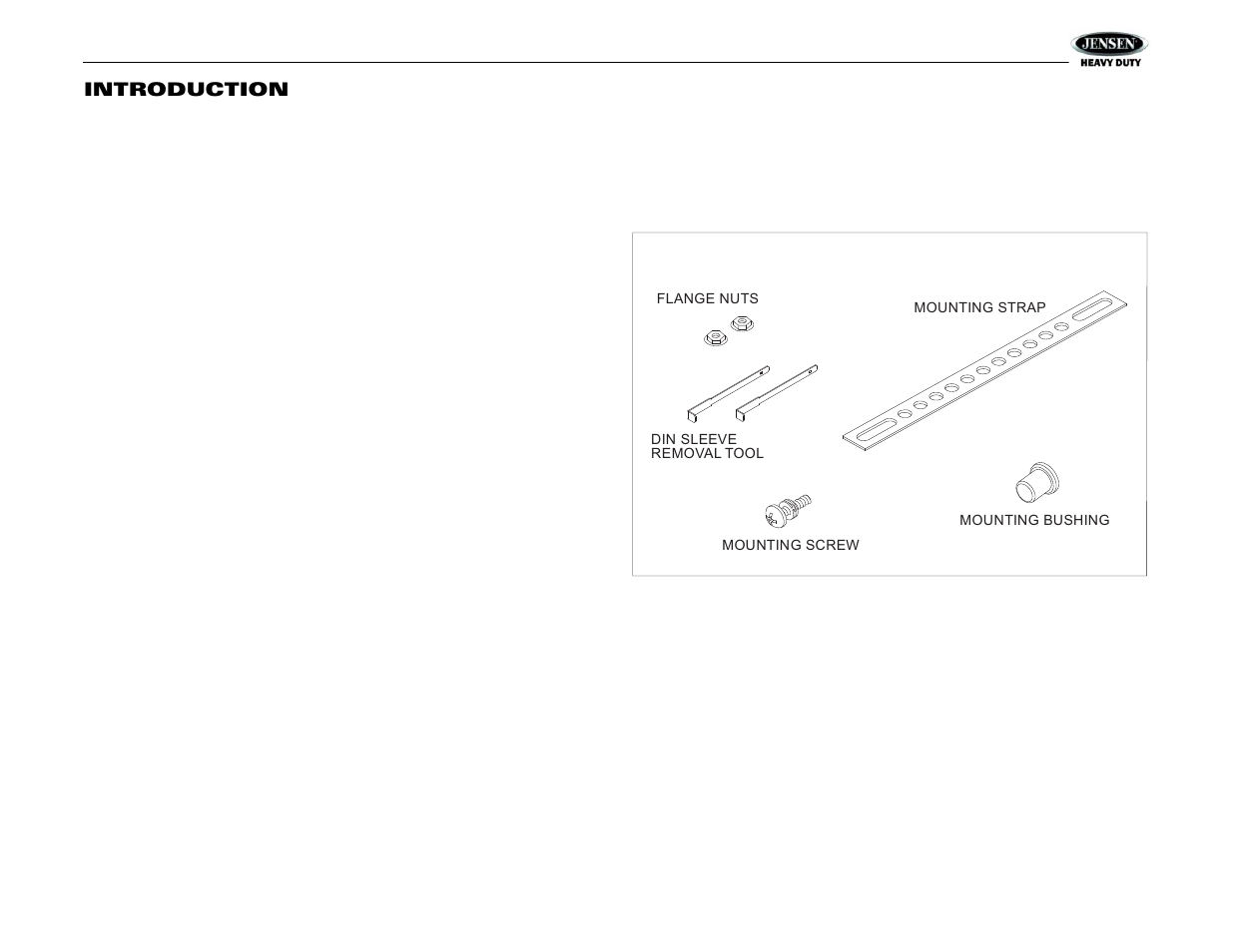 Jhd1120, Introduction, Hardware kit contents | Jensen JHD1120 User Manual | Page 3 / 14