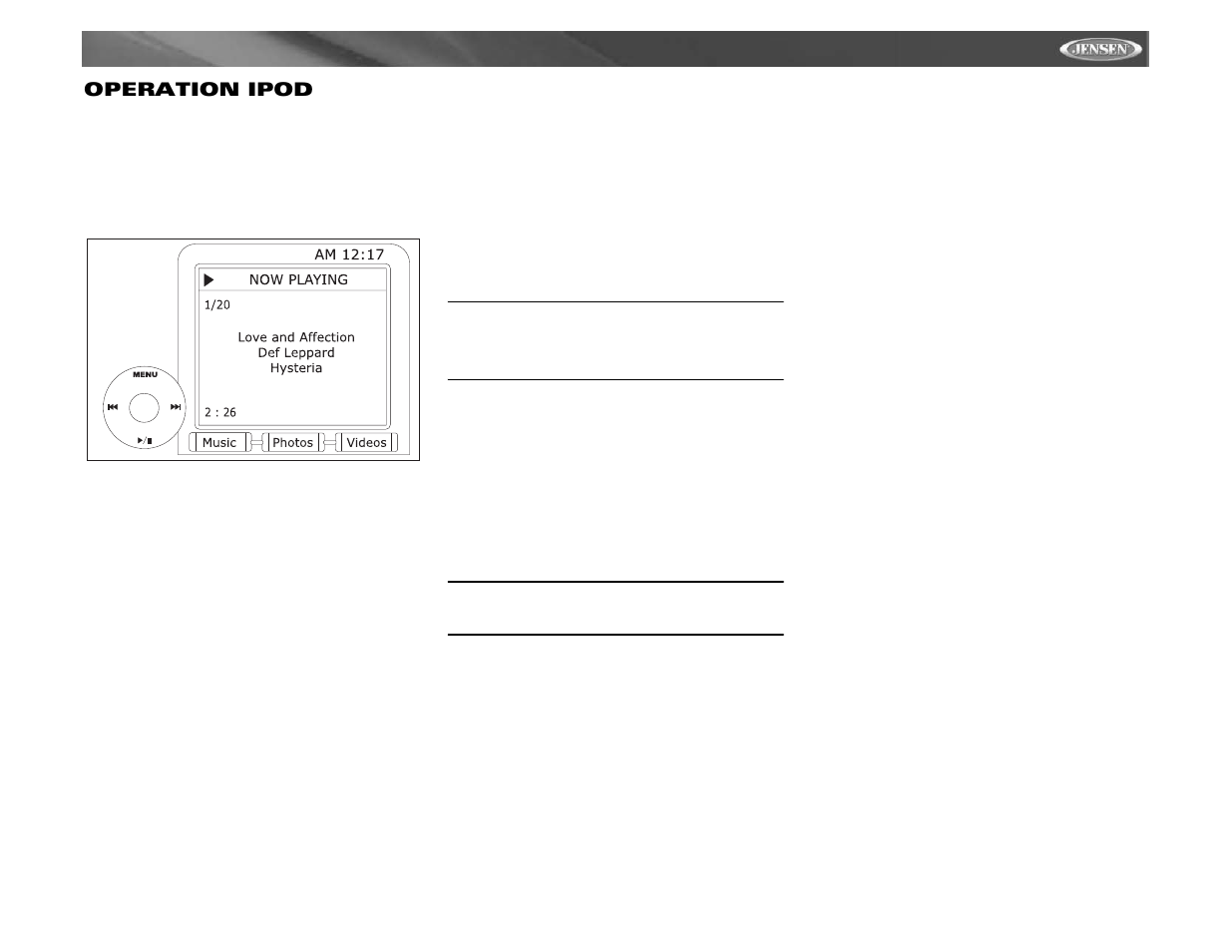 Vm9411 operation ipod | Jensen VM9411 User Manual | Page 101 / 110