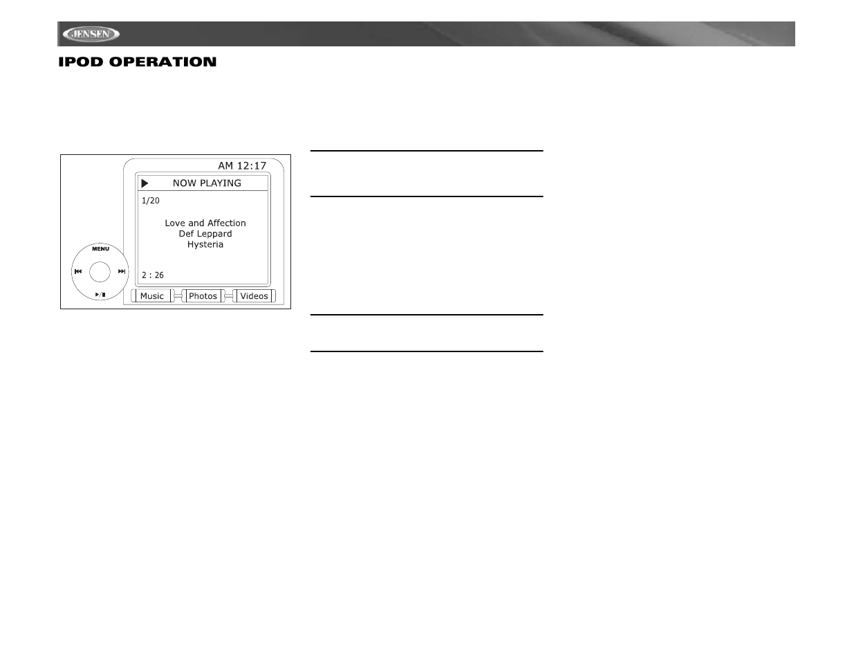 Vm9411 ipod operation | Jensen VM9411 User Manual | Page 32 / 110