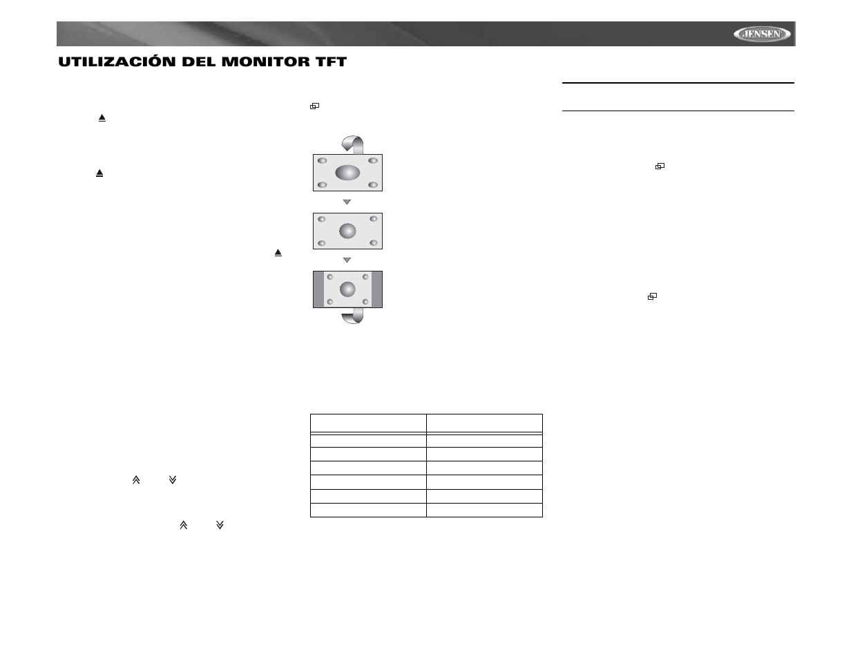 Vm9411 utilización del monitor tft | Jensen VM9411 User Manual | Page 53 / 110