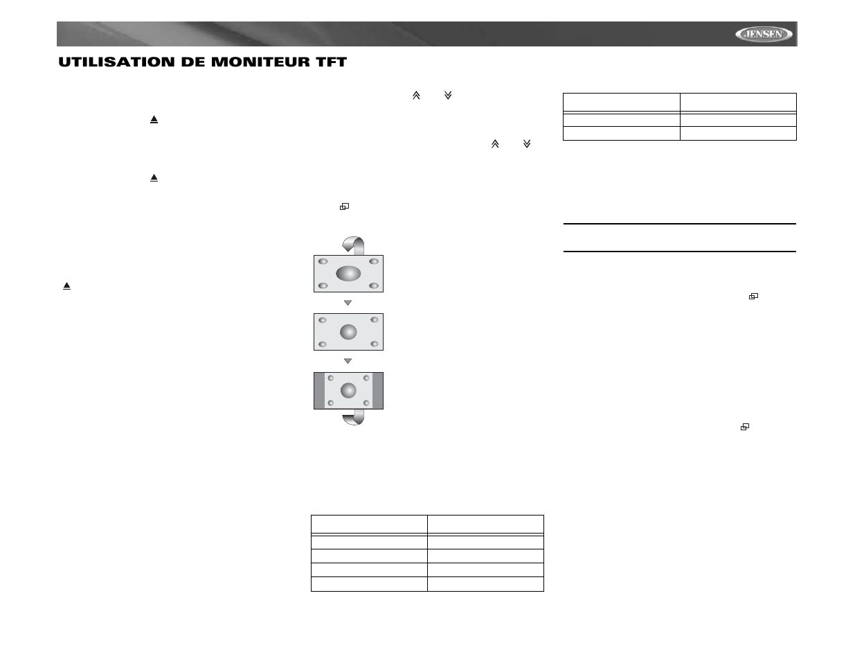 Vm9411 utilisation de moniteur tft | Jensen VM9411 User Manual | Page 87 / 110