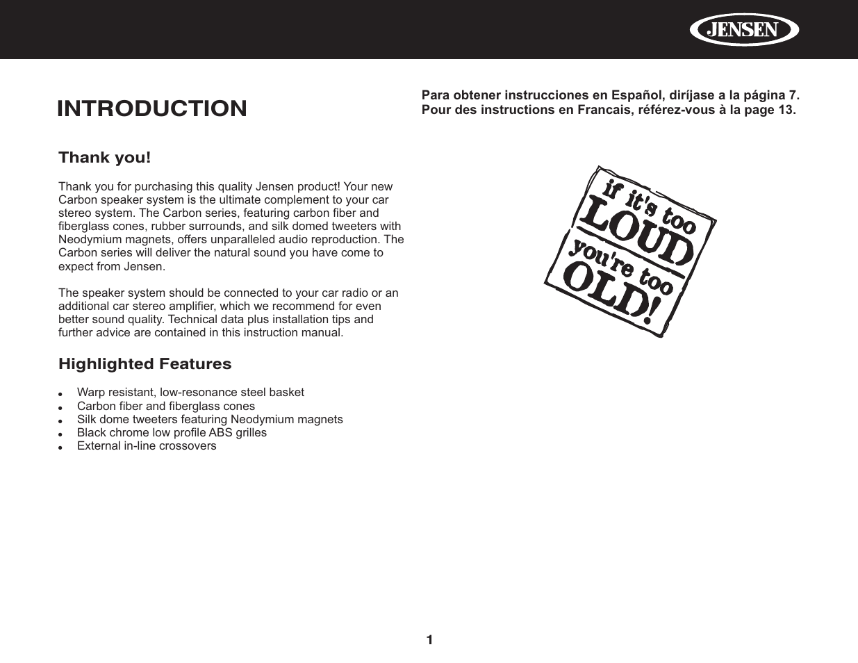 Introduction | Jensen PowerPlus 525 User Manual | Page 3 / 22