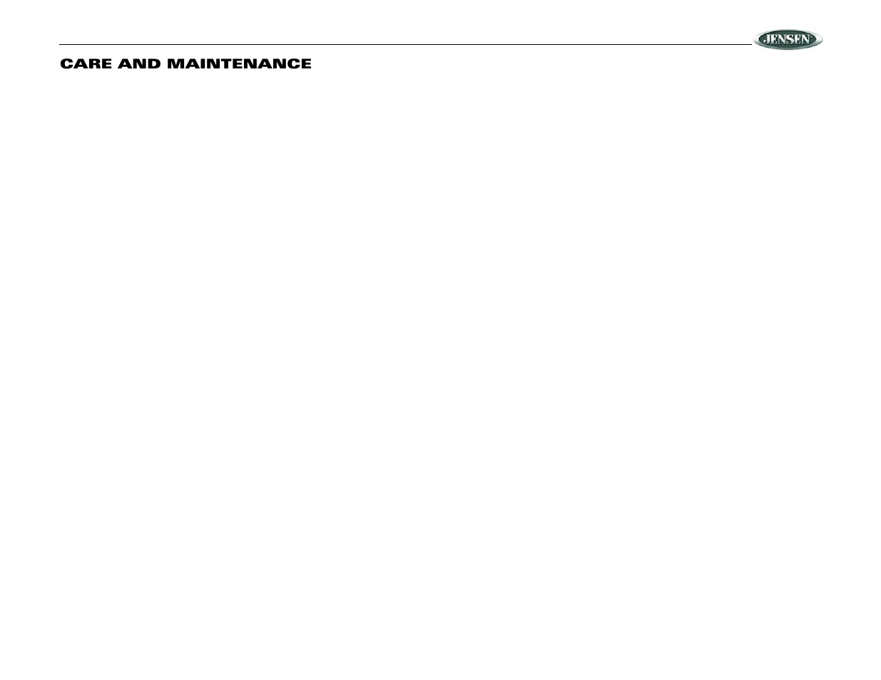 Jrv210, Care and maintenance | Jensen JRV210 User Manual | Page 17 / 20