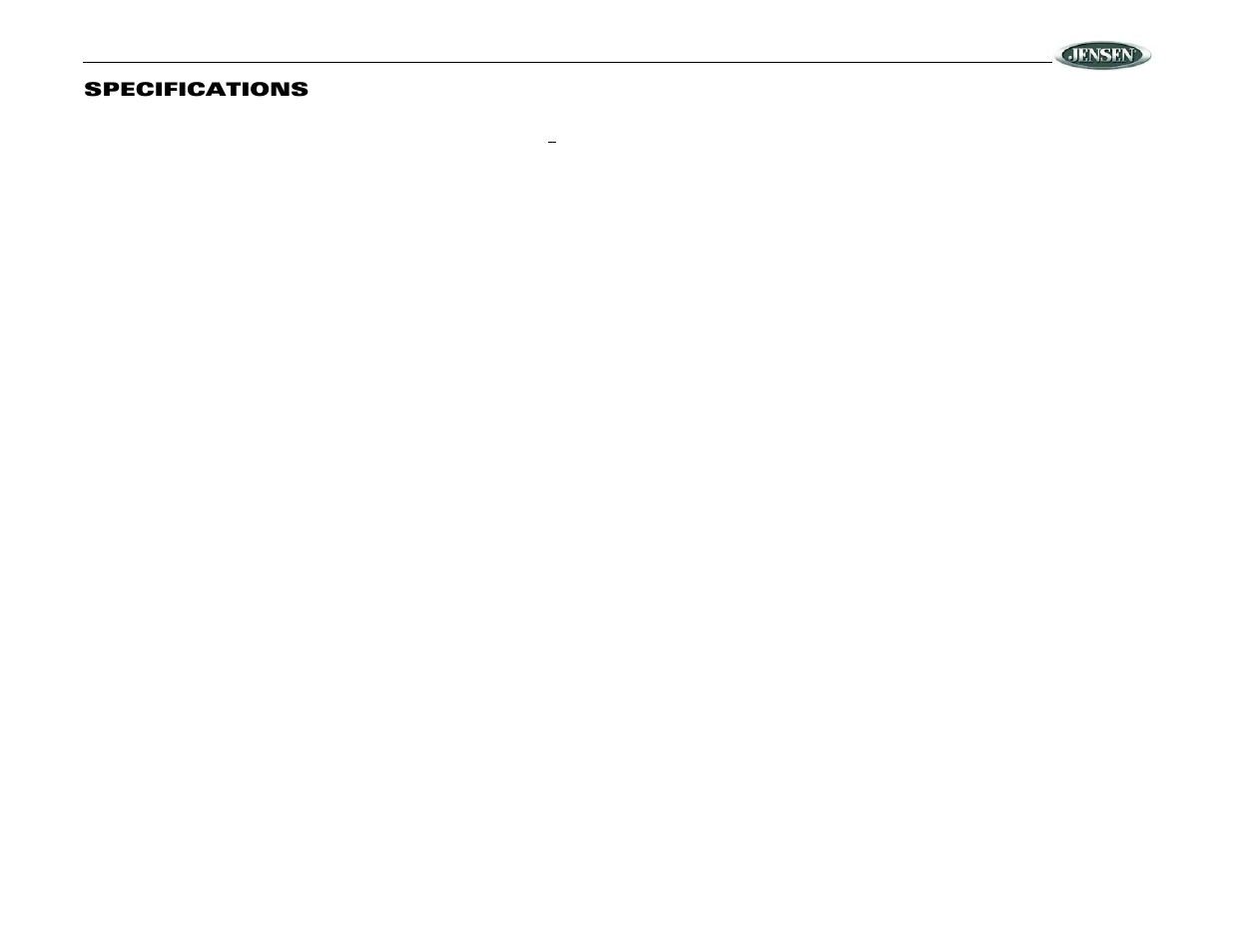 Jrv210, Specifications | Jensen JRV210 User Manual | Page 19 / 20