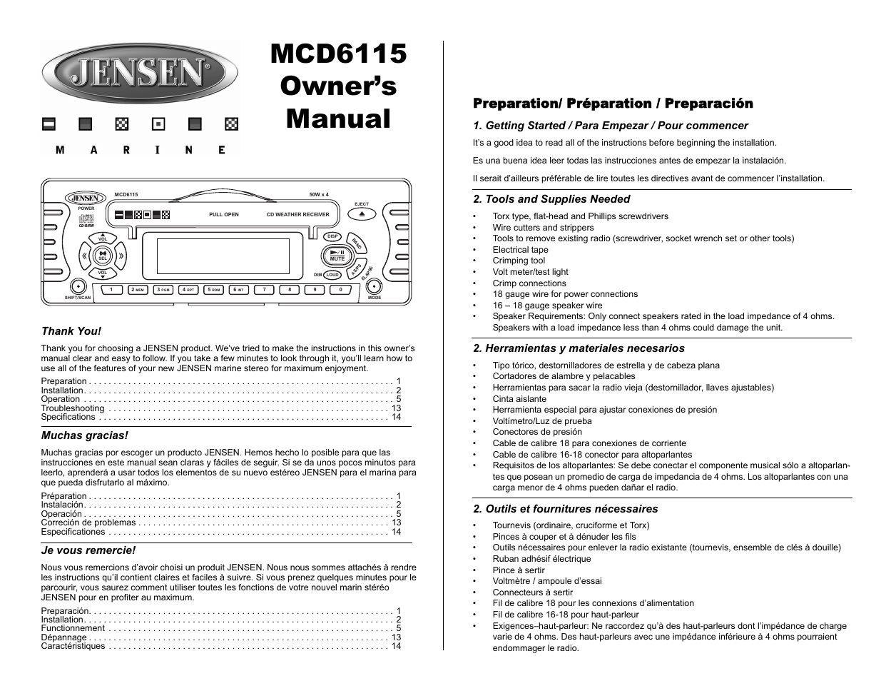 Jensen MCD6115 User Manual | 14 pages