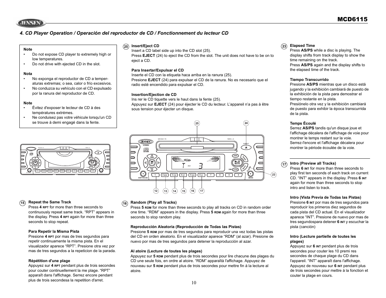 Mcd6115 | Jensen MCD6115 User Manual | Page 10 / 14