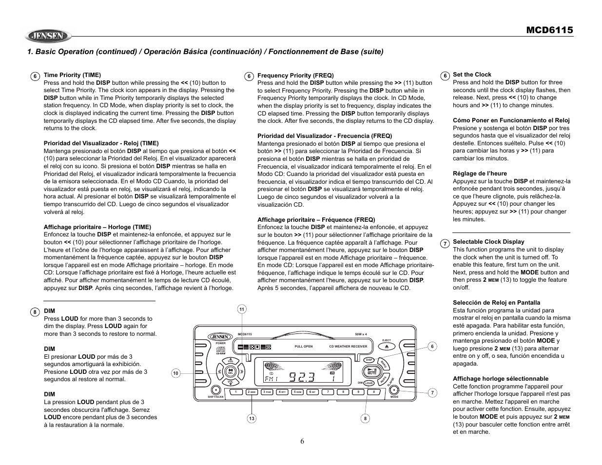 Mcd6115 | Jensen MCD6115 User Manual | Page 6 / 14