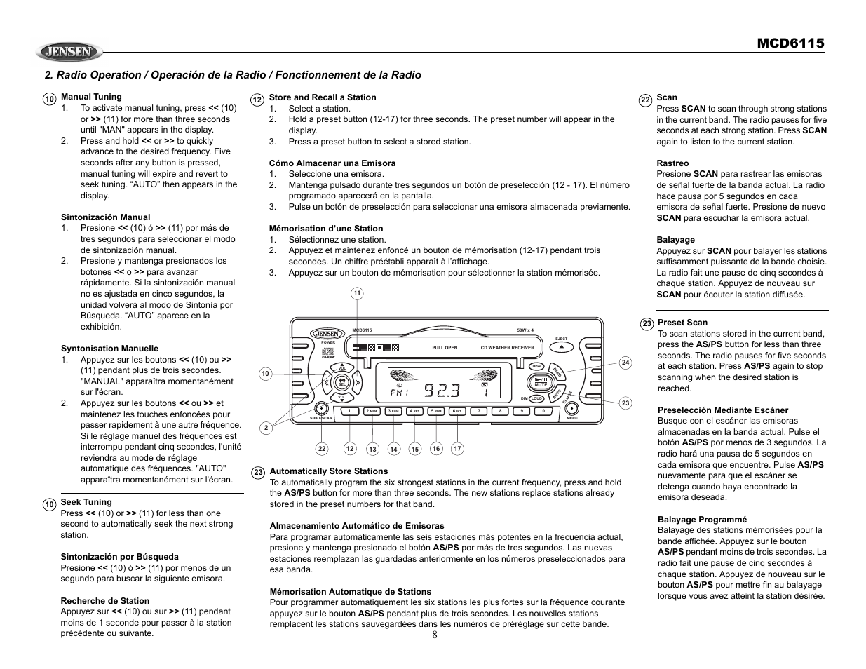 Mcd6115 | Jensen MCD6115 User Manual | Page 8 / 14