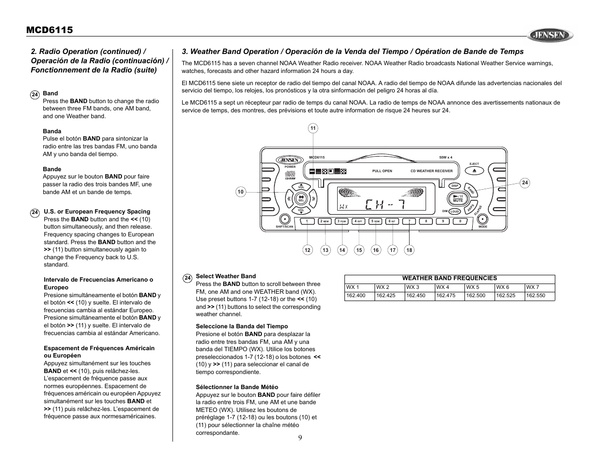 Mcd6115 | Jensen MCD6115 User Manual | Page 9 / 14
