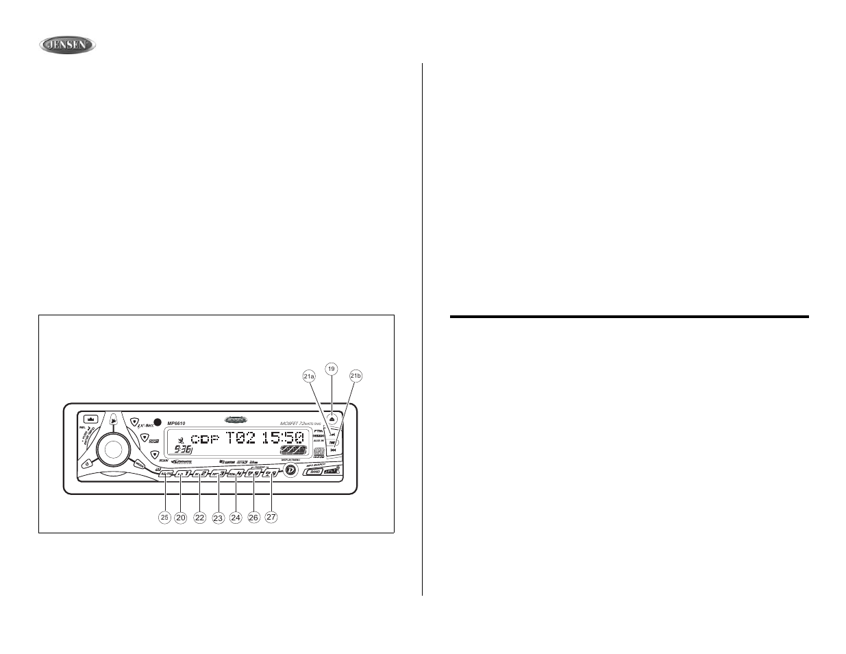 Mp6610, Cd player operation (continued), Operación del reproductor de cd (continuado) | Fonctionnement du lecteur cd (continué) | Jensen MP6610 User Manual | Page 16 / 26
