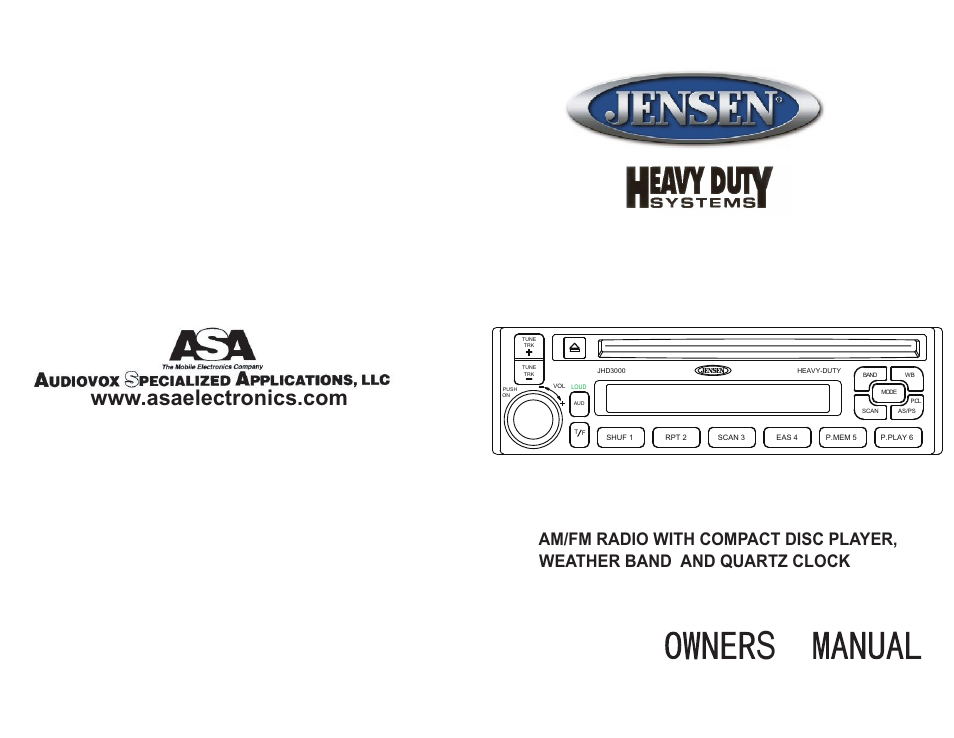 Jensen HEAVY DUTY JHD3000 User Manual | 9 pages