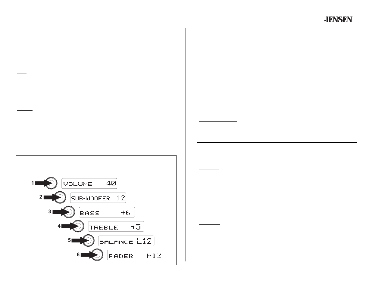 Basic operation (continued), Volume / audio control (continued), Operación básica (continuado) | Volumen / regulador audio (continuado), Opération de base (continué), Volume / contrôleur audio (continué), Cd4610 | Jensen CD4610 User Manual | Page 7 / 21
