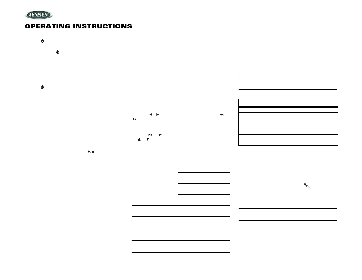 Vm9020ts, Operating instructions | Jensen Mobile Multimedia DVD/MP3/WMA Receiver VM9020TS User Manual | Page 12 / 28