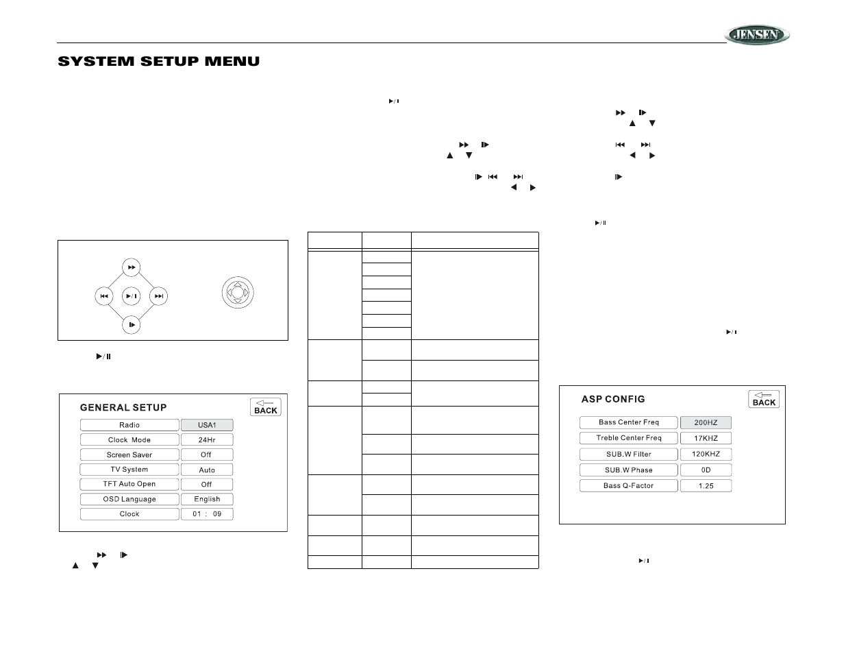 Vm9020ts, System setup menu | Jensen Mobile Multimedia DVD/MP3/WMA Receiver VM9020TS User Manual | Page 13 / 28