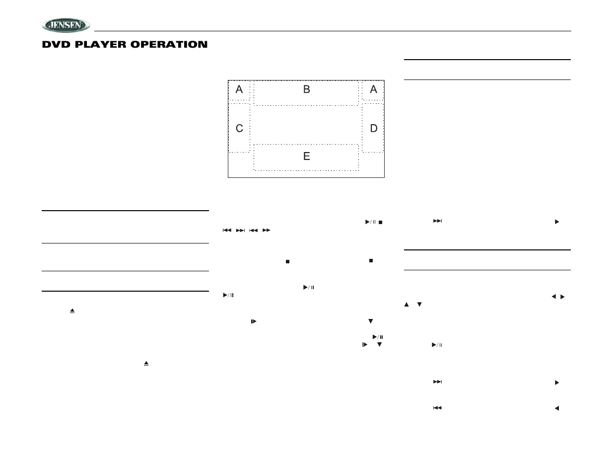 Vm9020ts, Dvd player operation | Jensen Mobile Multimedia DVD/MP3/WMA Receiver VM9020TS User Manual | Page 16 / 28