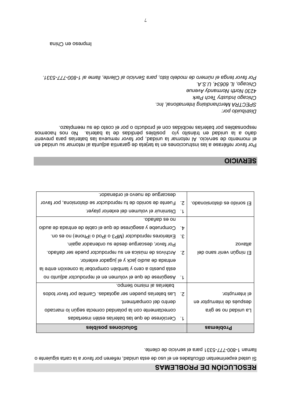 Resolución de problemas, Serv icio | Jensen SMPS-225 User Manual | Page 9 / 16