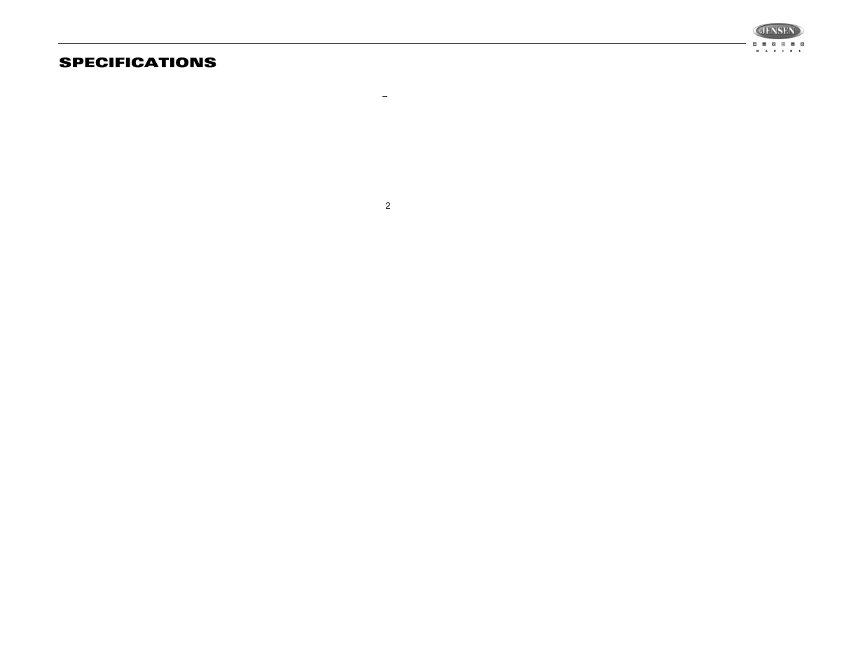 Msr3007, Specifications | Jensen MSR3007 User Manual | Page 13 / 38