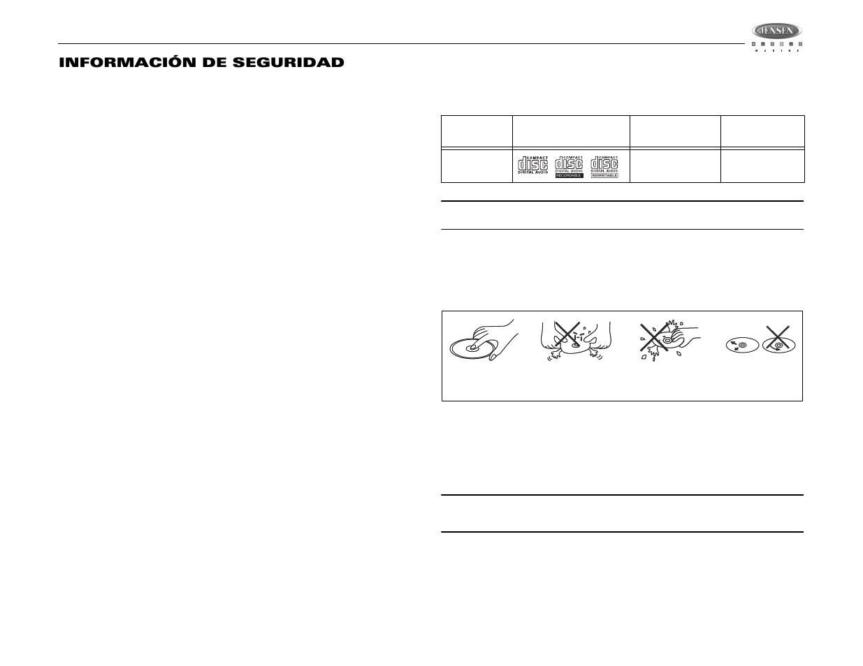 Msr3007, Información de seguridad | Jensen MSR3007 User Manual | Page 15 / 38