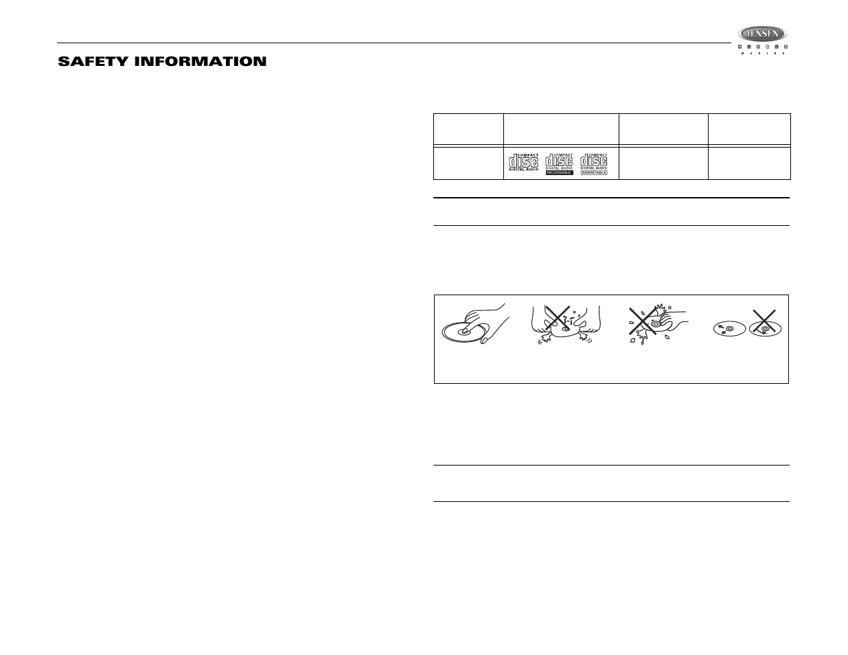 Msr3007, Safety information | Jensen MSR3007 User Manual | Page 3 / 38