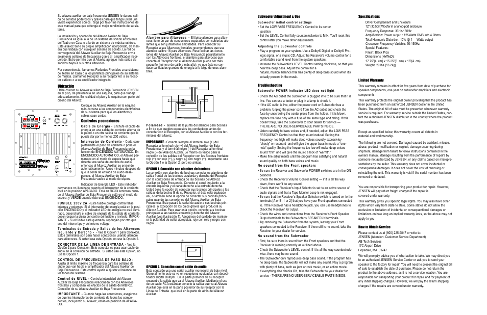 Jensen PS12 User Manual | Page 3 / 6
