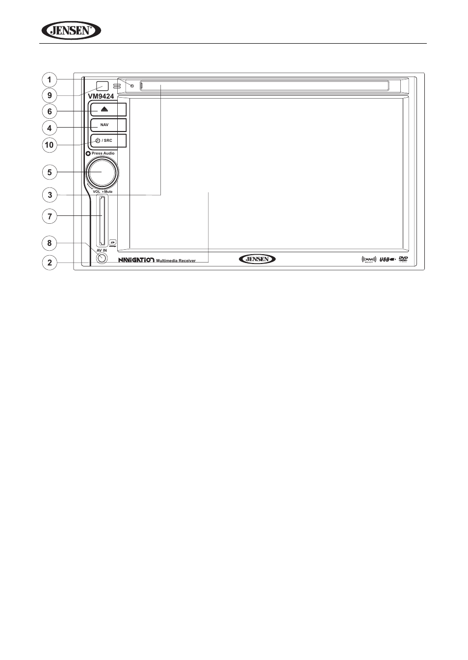 Vm9424 | Jensen VM9424 User Manual | Page 11 / 120