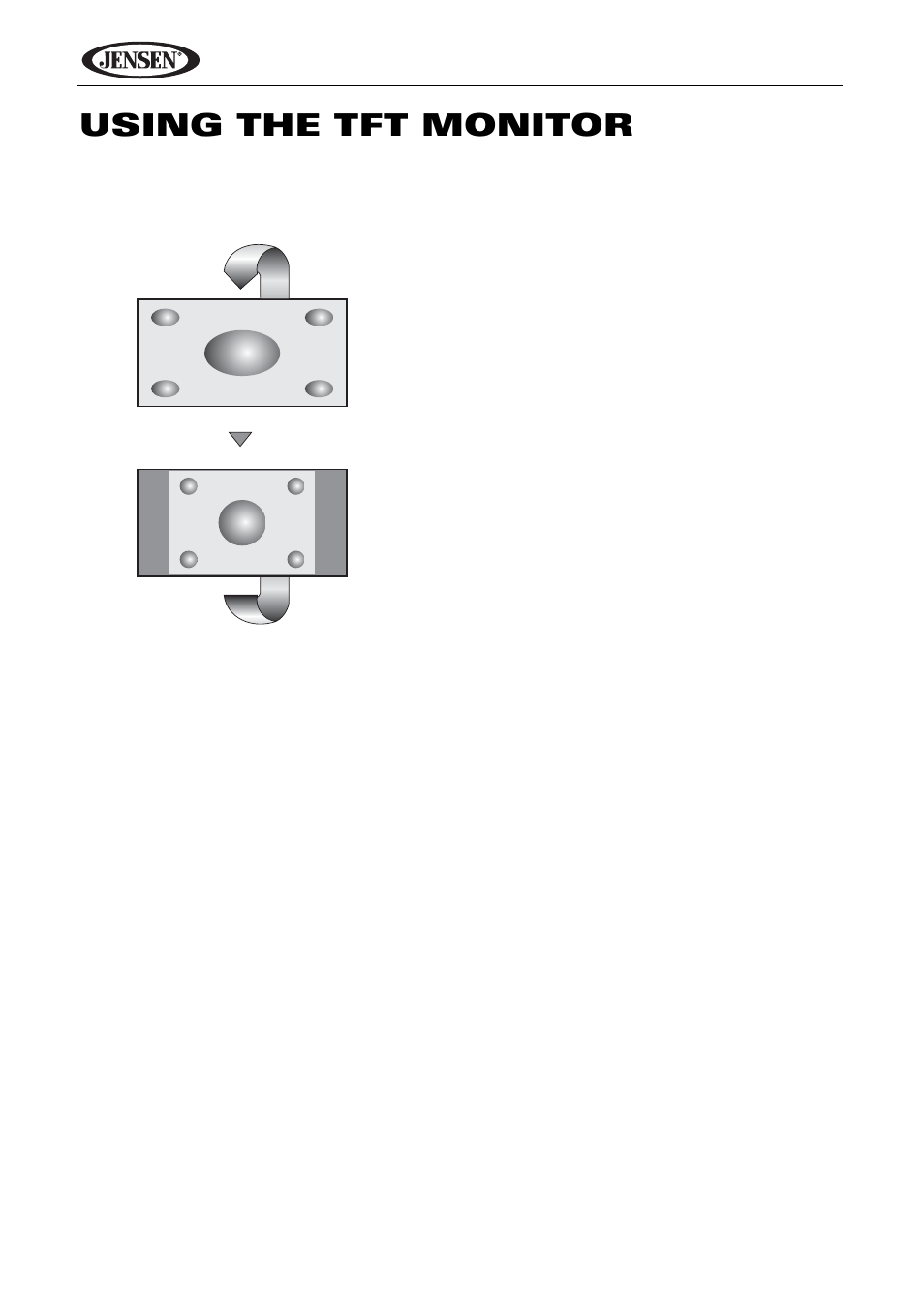 Using the tft monitor | Jensen VM9424 User Manual | Page 13 / 120